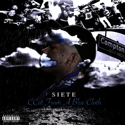 Siete Ccut From A Blue Cloth